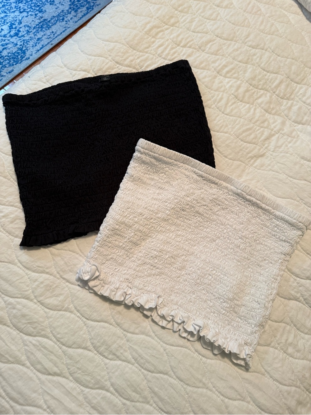 J.Crew Smocked Ruffle-Hem Strapless Tube Top 2-Pack M Cottagecore Rocker